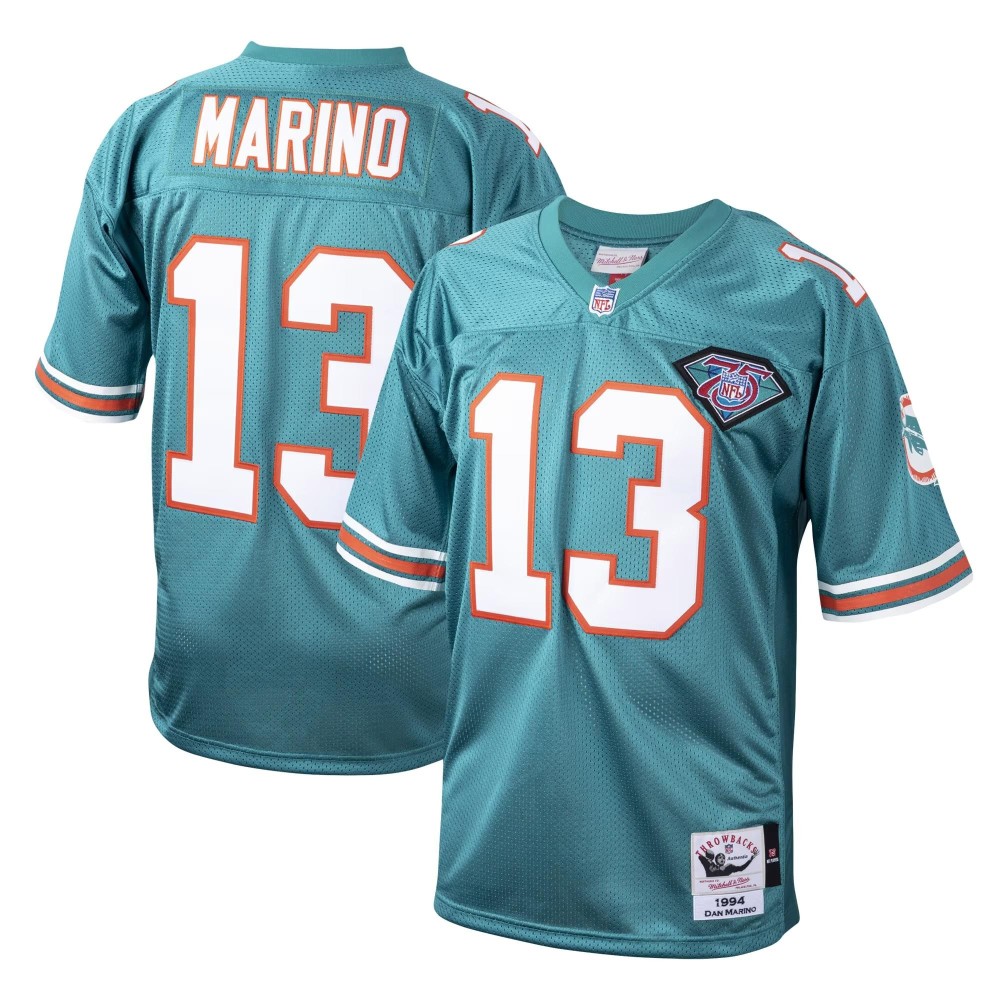 Men's Miami Dolphins 1994 Dan Marino Number 13 Mitchell & Ness Aqua Authentic Throwback Retired Player Jersey