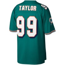 Men's Miami Dolphins Jason Taylor Number 99 Mitchell & Ness Aqua Legacy Replica Jersey