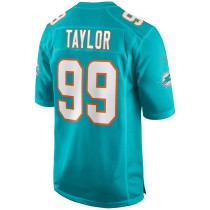 Men's Miami Dolphins Jason Taylor Number 99 Nike Aqua Game Retired Player Jersey