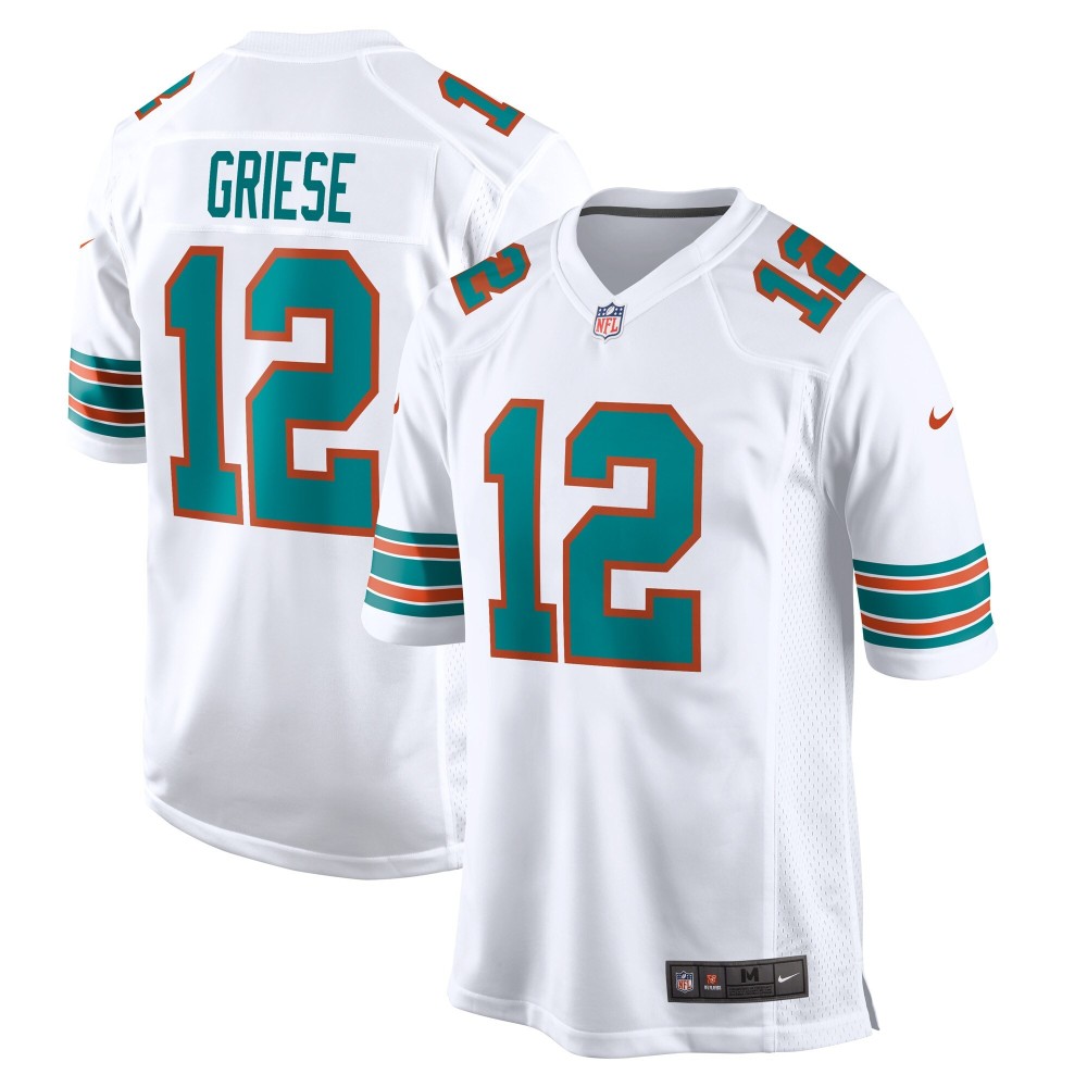 Men's Miami Dolphins Bob Griese Number 12 Nike Aqua Game Retired Player Jersey