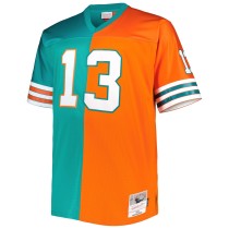 Men's Miami Dolphins Dan Marino Number 13 Mitchell & Ness Aqua/Orange Big & Tall Split Legacy Retired Player Replica Jersey