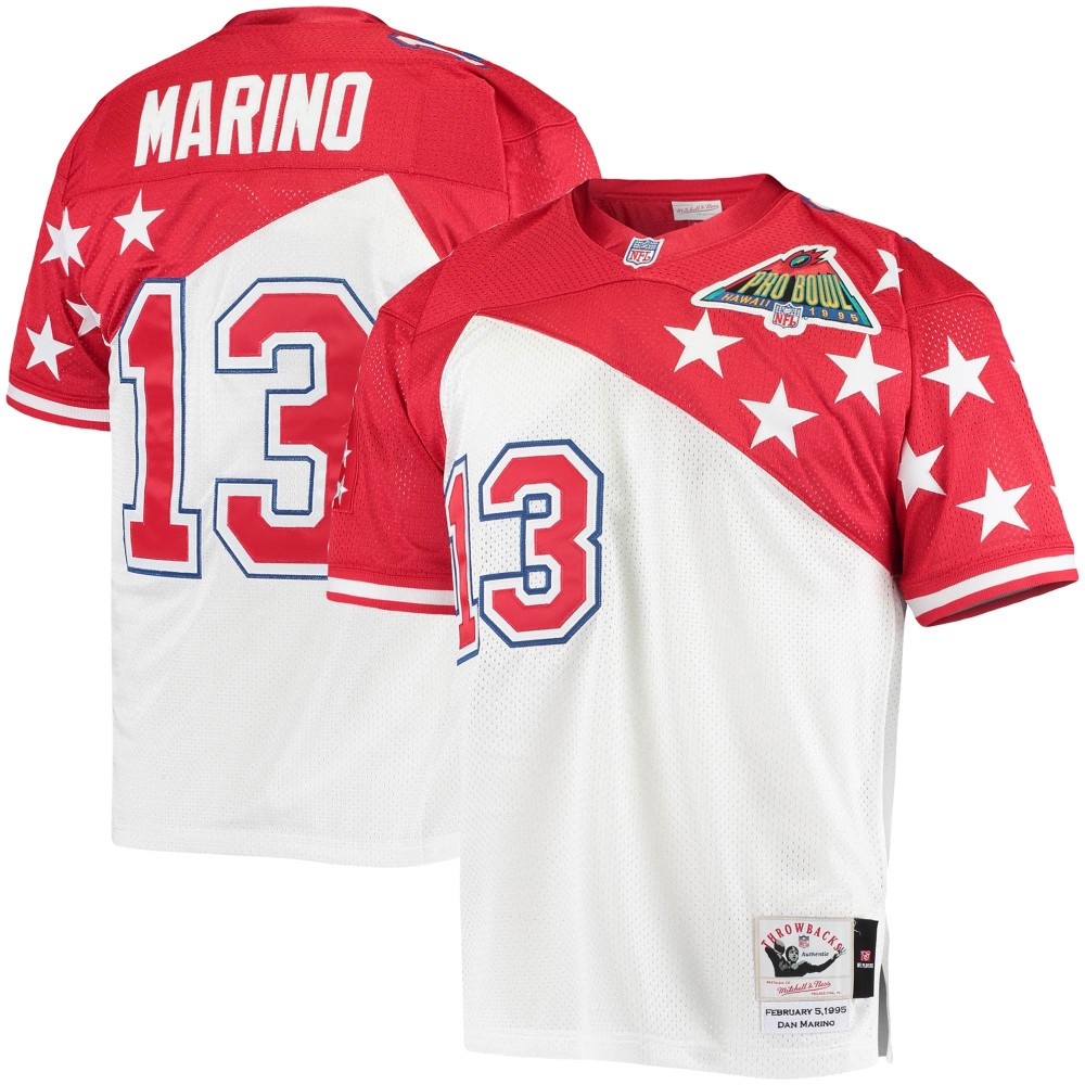 Men's AFC Dan Marino Number 13 Mitchell & Ness White/Red 1994 Pro Bowl Authentic Jersey