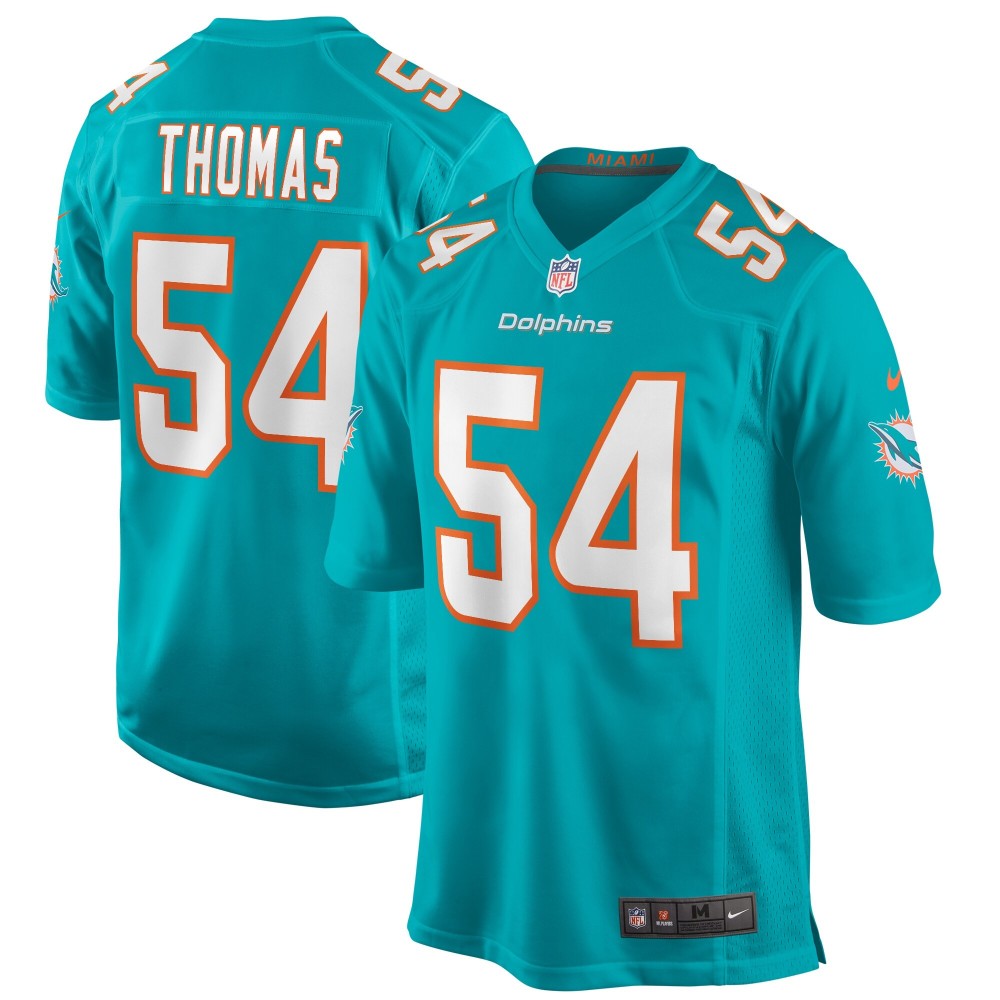 Men's Miami Dolphins Zach Thomas Number 54 Nike Aqua Game Retired Player Jersey