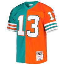 Men's Miami Dolphins Dan Marino Number 13 Mitchell & Ness Aqua/Orange 1984 Split Legacy Replica Jersey