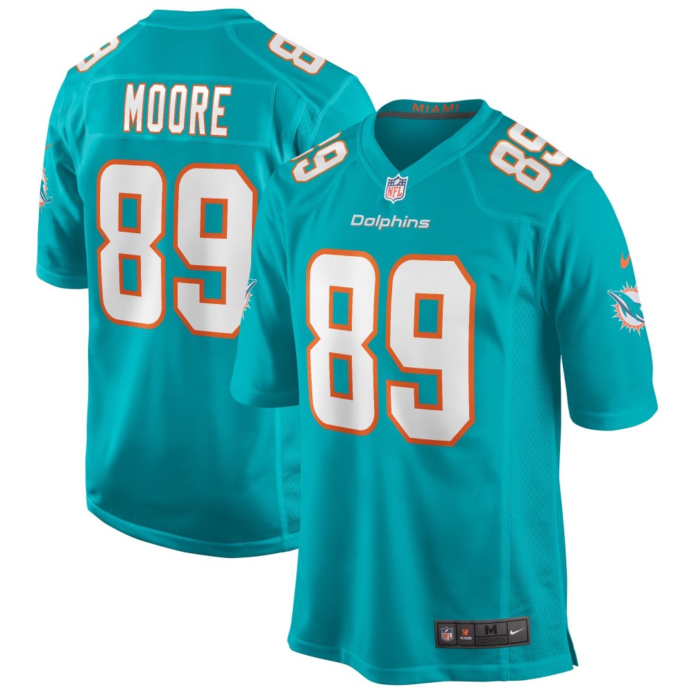 Men's Miami Dolphins Nat Moore Number 89 Nike Aqua Game Retired Player Jersey