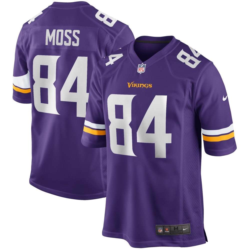 Men's Minnesota Vikings Randy Moss Number 84 Nike Purple Game Retired Player Jersey