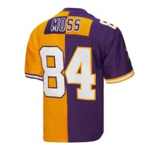 Men's Minnesota Vikings Randy Moss Number 84 Mitchell & Ness Purple/Gold 1998 Split Legacy Replica Jersey