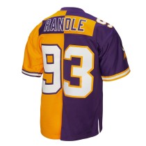 Men's Minnesota Vikings John Randle Number 93 Mitchell & Ness Purple/Gold 1998 Split Legacy Replica Jersey