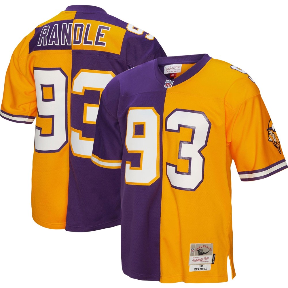 Men's Minnesota Vikings John Randle Number 93 Mitchell & Ness Purple/Gold 1998 Split Legacy Replica Jersey