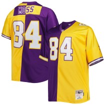 Men's Minnesota Vikings Randy Moss Number 84 Mitchell & Ness Purple/Gold Big & Tall Split Legacy Retired Player Replica Jersey