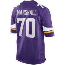 Men's Minnesota Vikings Jim Marshall Number 70 Nike Purple Game Retired Player Jersey