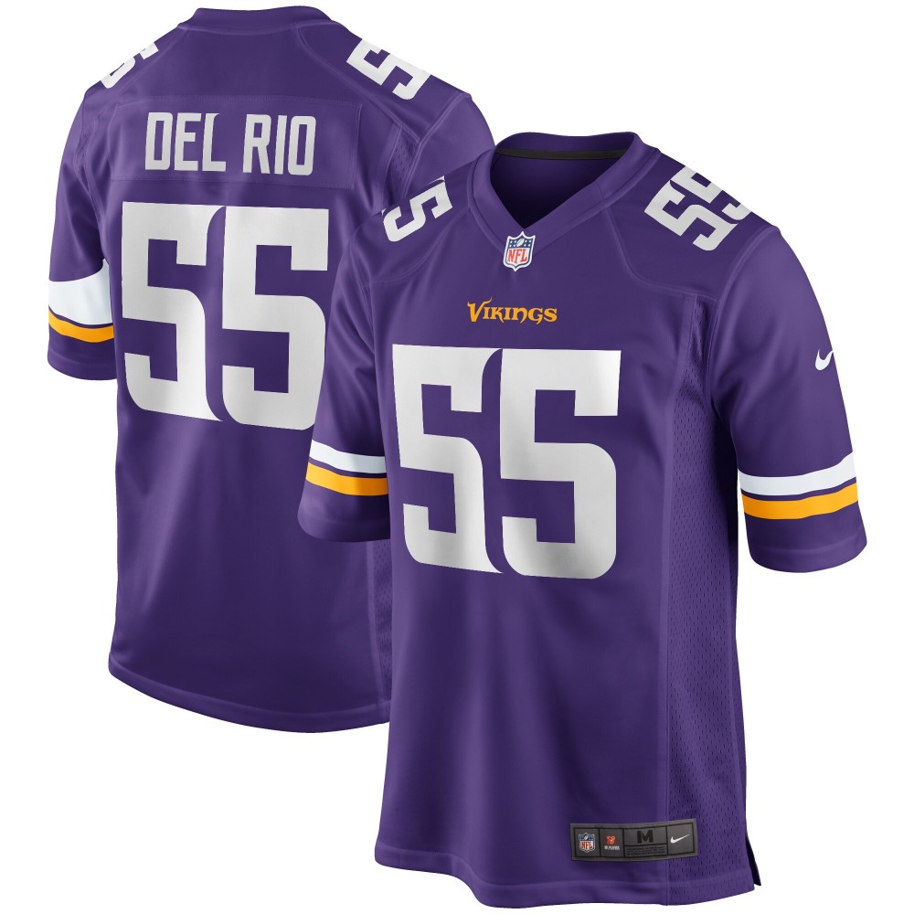 Men's Minnesota Vikings Jack Del Rio Number 55 Nike Purple Game Retired Player Jersey