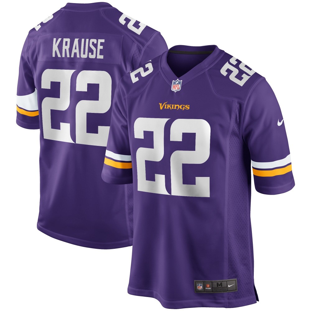 Men's Minnesota Vikings Paul Krause Number 22 Nike Purple Game Retired Player Jersey