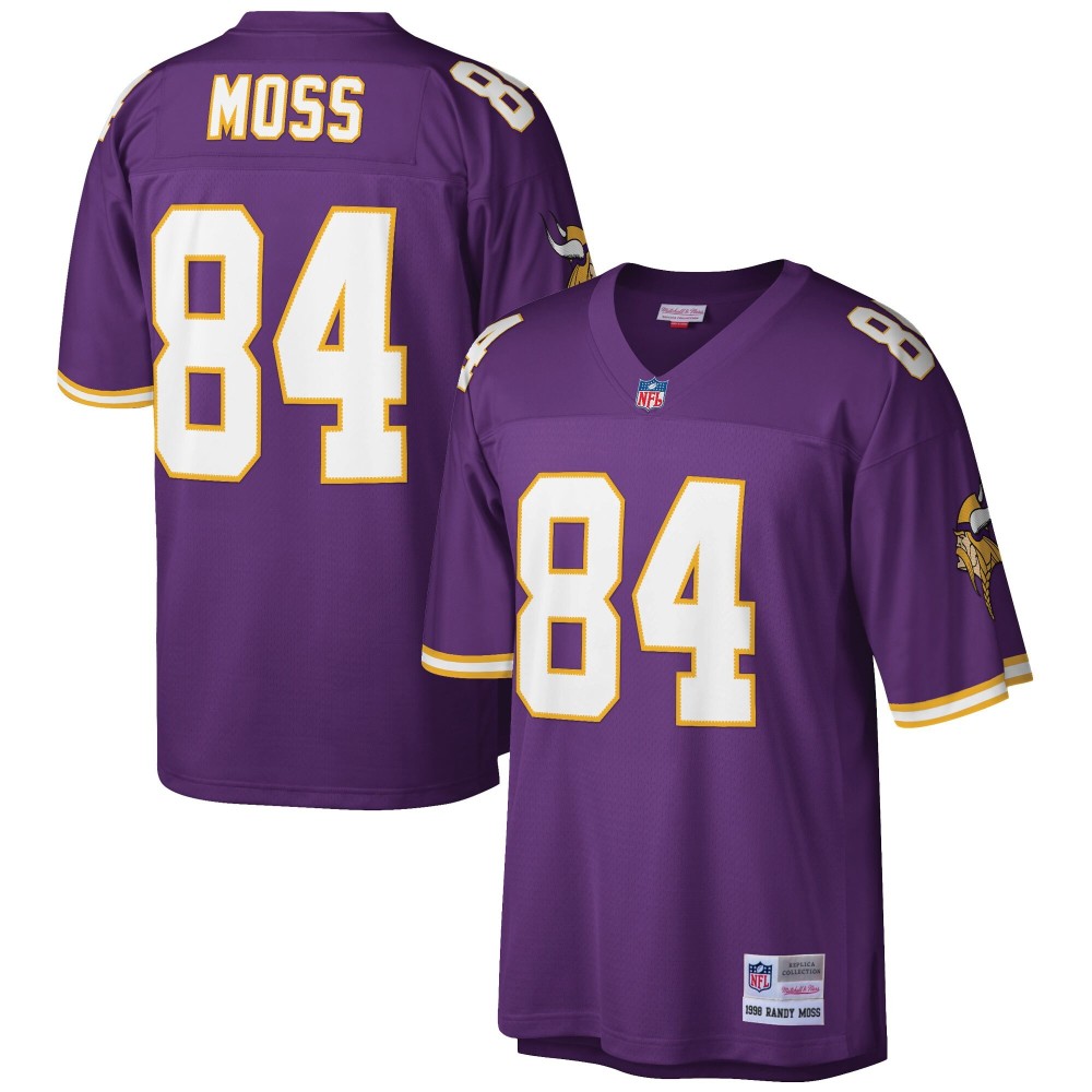 Men's Minnesota Vikings Randy Moss Number 84 Mitchell & Ness Purple Retired Player Legacy Replica Jersey