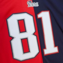 Men's New England Patriots Randy Moss Number 81 Mitchell & Ness Navy/Red 2007 Split Legacy Replica Jersey