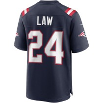 Men's New England Patriots Ty Law Number 24 Nike Navy Game Retired Player Jersey