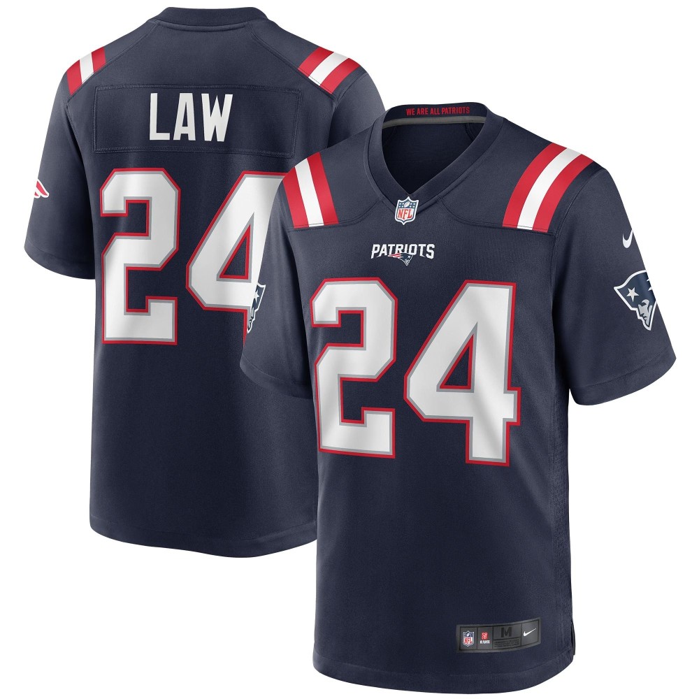 Men's New England Patriots Ty Law Number 24 Nike Navy Game Retired Player Jersey