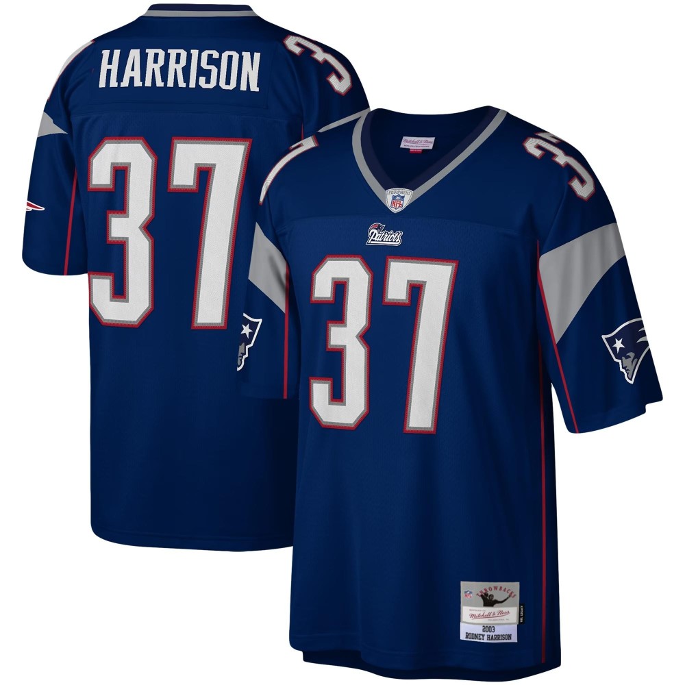 Men's New England Patriots Rodney Harrison Number 37 Mitchell & Ness Navy Legacy Replica Jersey