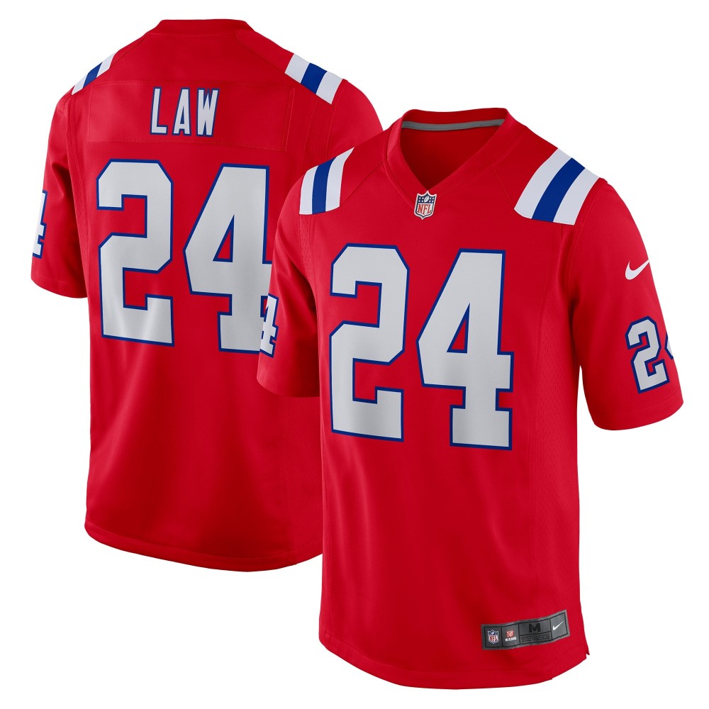 Men's New England Patriots Ty Law Number 24 Nike Red Retired Player Alternate Game Jersey