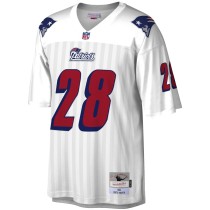 Men's New England Patriots Curtis Number 28 Martin Mitchell & Ness White Legacy Replica Jersey