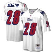 Men's New England Patriots Curtis Number 28 Martin Mitchell & Ness White Legacy Replica Jersey