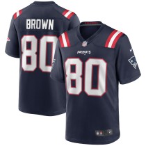 Men's New England Patriots Troy Brown Number 80 Nike Navy Game Retired Player Jersey