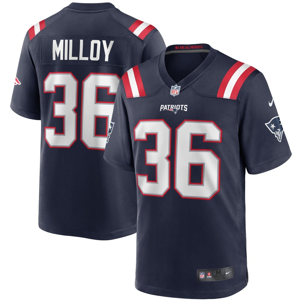 Men's New England Patriots Lawyer Milloy Number 36 Nike Navy Game Retired Player Jersey