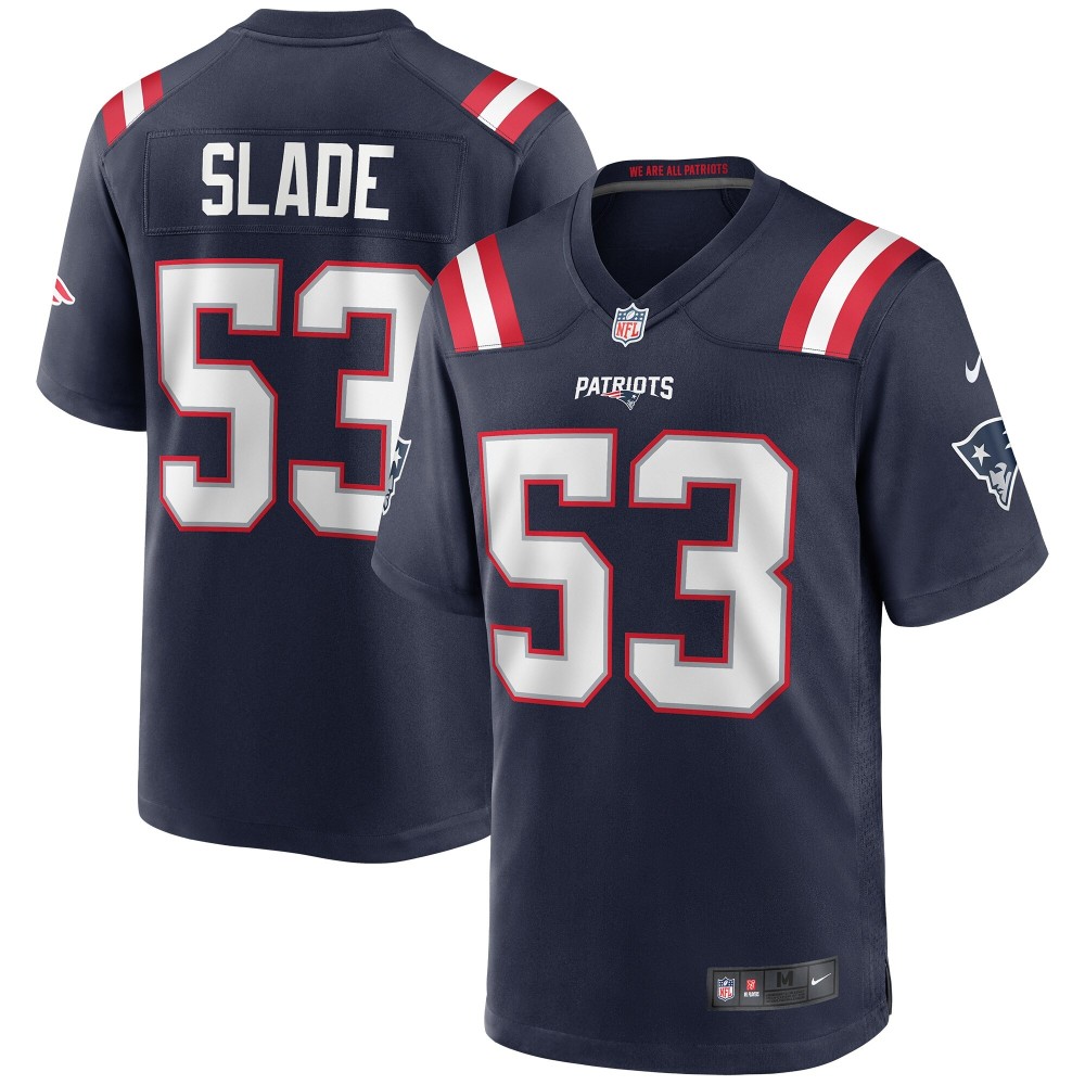 Men's New England Patriots Chris Slade Number 53 Nike Navy Game Retired Player Jersey