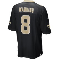 Men's New Orleans Saints Archie Manning Number 8 Nike Black Game Retired Player Jersey