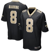 Men's New Orleans Saints Archie Manning Number 8 Nike Black Game Retired Player Jersey