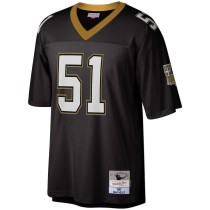 Men's New Orleans Saints Sam Mills Number 51 Mitchell & Ness Black Legacy Replica Jersey