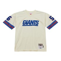 Men's New York Giants Lawrence Taylor Number 56 Mitchell & Ness Cream Chainstitch Legacy Jersey