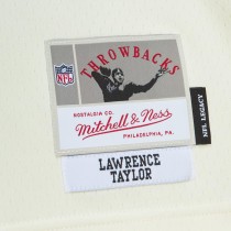 Men's New York Giants Lawrence Taylor Number 56 Mitchell & Ness Cream Chainstitch Legacy Jersey