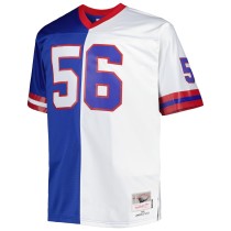 Men's New York Giants Lawrence Taylor Number 56 Mitchell & Ness Royal/White Big & Tall Split  Retired Player Replica Jersey