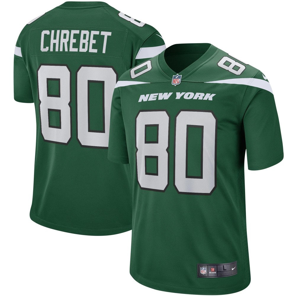 Men's New York Jets Wayne Chrebet Number 80 Nike Gotham Green Game Retired Player Jersey