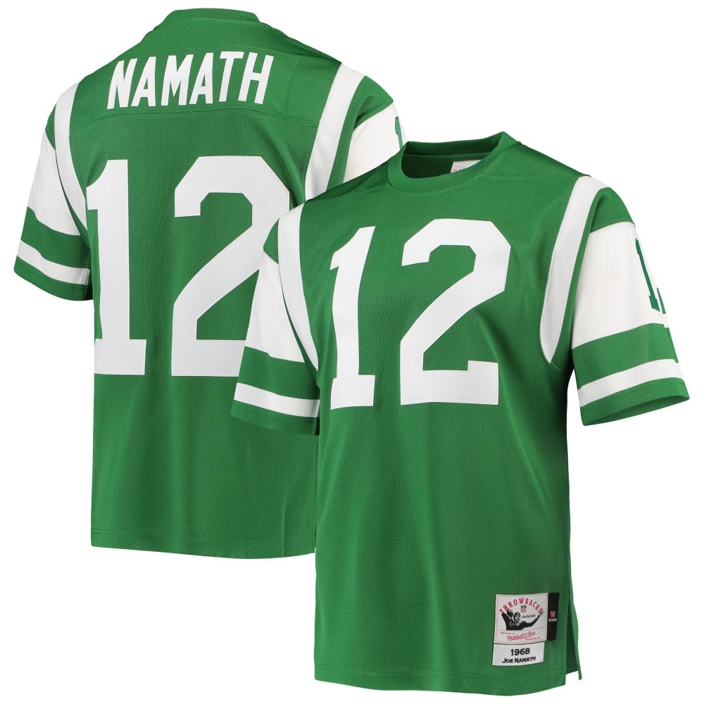 Men's New York Jets 1968 Joe Namath Number 12 Mitchell & Ness Green Authentic Throwback Retired Player Jersey