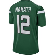 Men's New York Jets Joe Namath Number 12 Nike Gotham Green Game Retired Player Jersey