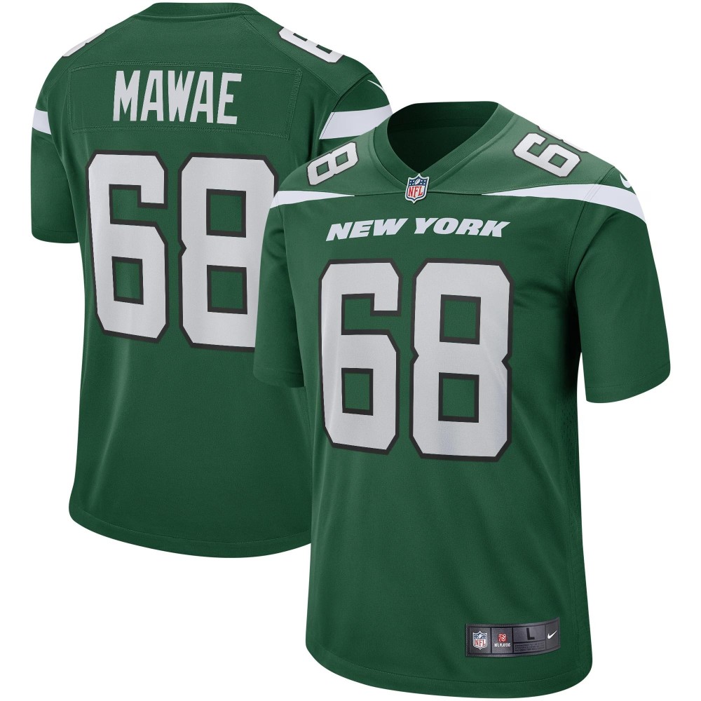 Men's New York Jets Kevin Mawae Number 68 Nike Gotham Green Game Retired Player Jersey