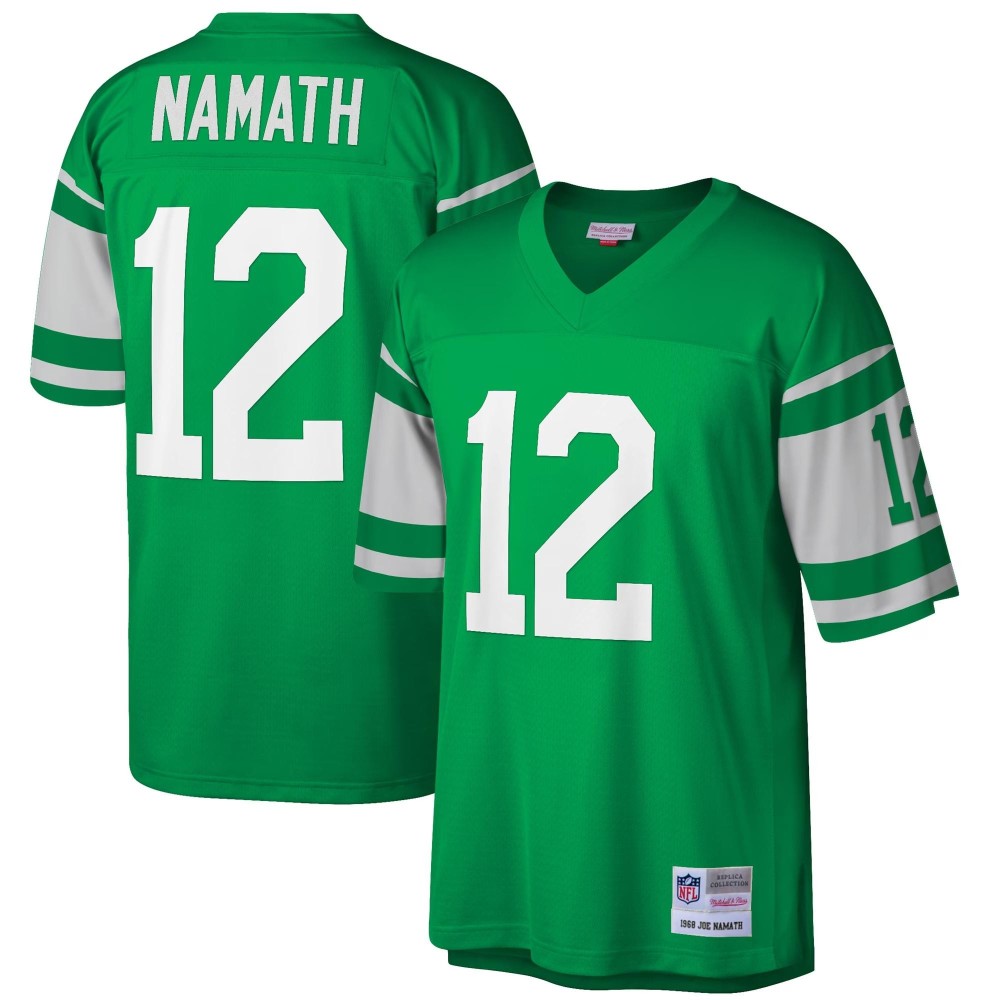 Men's New York Jets Joe Namath Number 12 Mitchell & Ness Green Retired Player Legacy Replica Jersey