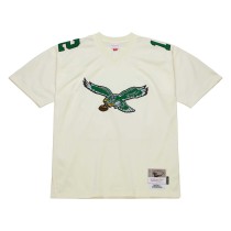 Men's Philadelphia Eagles Randall Cunningham Number 12 Mitchell & Ness Cream Chainstitch Legacy Jersey