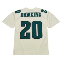 Men's Philadelphia Eagles Brian Dawkins Number 20 Mitchell & Ness Cream Chainstitch Legacy Jersey