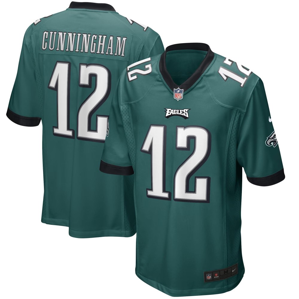 Men's Philadelphia Eagles Randall Cunningham Number 12 Nike Midnight Green Game Retired Player Jersey