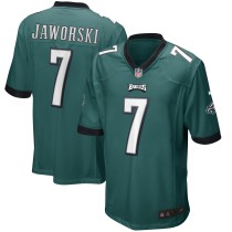 Men's Philadelphia Eagles Ron Jaworski Number 7 Nike Midnight Green Game Retired Player Jersey