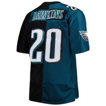 Men's Philadelphia Eagles Brian Dawkins Number 20 Mitchell & Ness Midnight Green/Black Big & Tall Split  Retired Player  Jersey