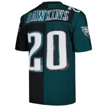 Men's Philadelphia Eagles Brian Dawkins Number 20 Mitchell & Ness Midnight Green/Black 2004 Split Legacy Replica Jersey