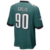 Men's Philadelphia Eagles Mike Golic Number 90 Nike Midnight Green Game Retired Player Jersey