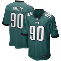 Men's Philadelphia Eagles Mike Golic Number 90 Nike Midnight Green Game Retired Player Jersey