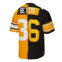 Men's Pittsburgh Steelers Jerome Bettis Number 36 Mitchell & Ness Black/Gold 1996 Split Legacy Replica Jersey