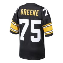 Men's Pittsburgh Steelers 1975 Joe Greene Number 75 Mitchell & Ness Black Authentic Throwback Retired Player Jersey