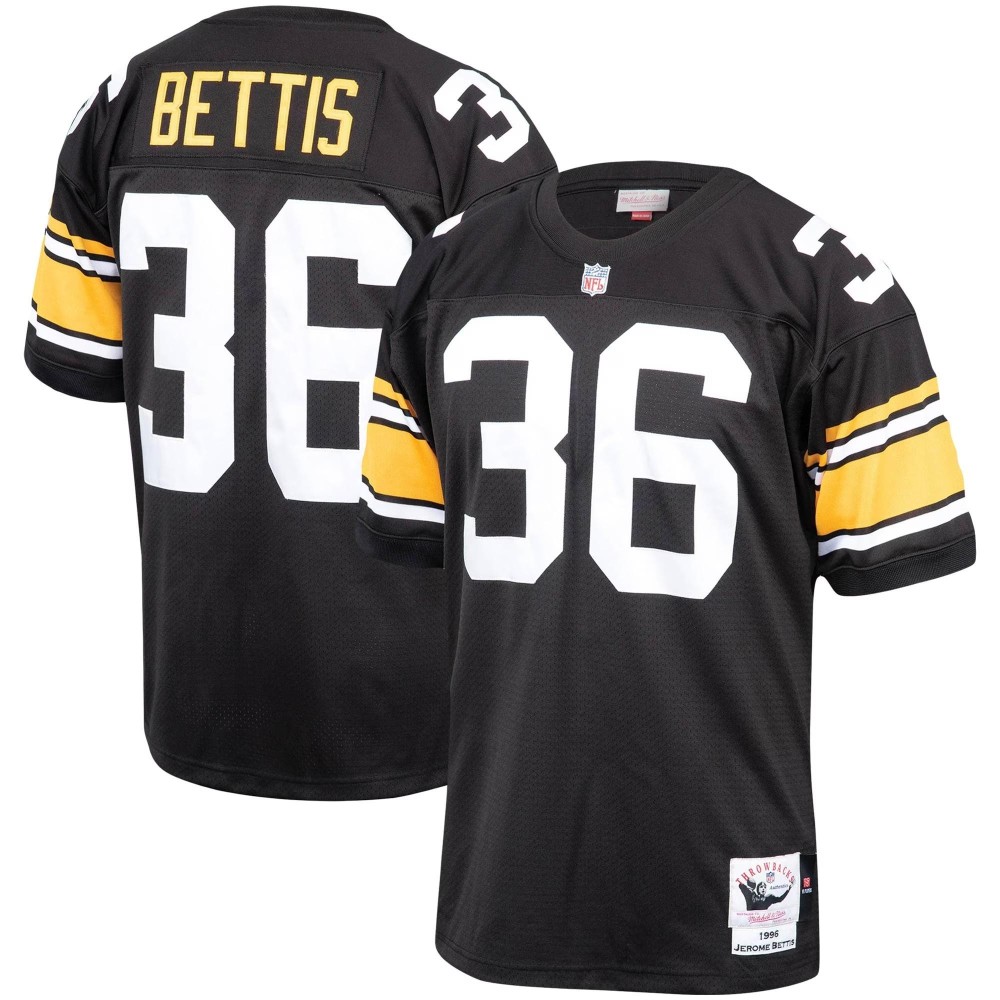 Men's Pittsburgh Steelers 1996 Jerome Bettis Number 36 Mitchell & Ness Black Authentic Throwback Retired Player Jersey